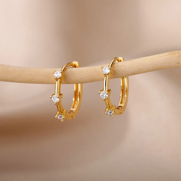 Tri-Stone Hoops