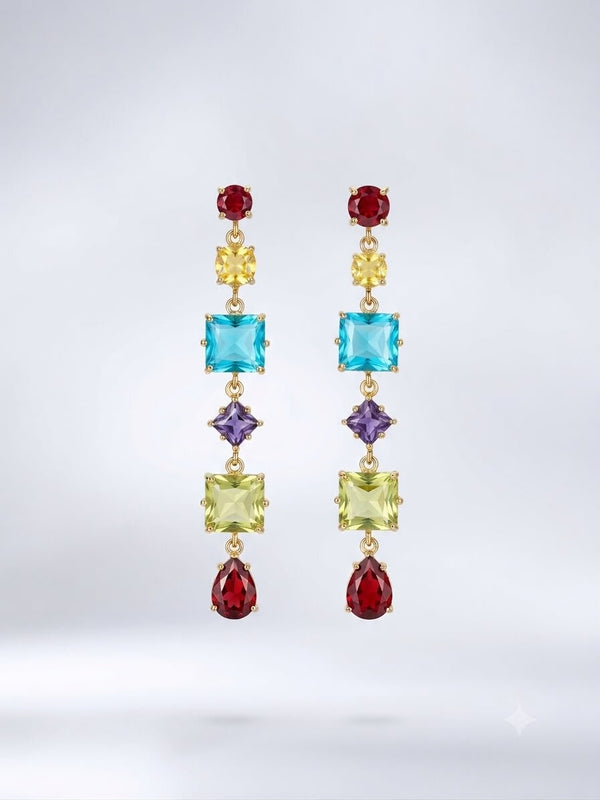 Multi-Color Crystal Drop Earrings