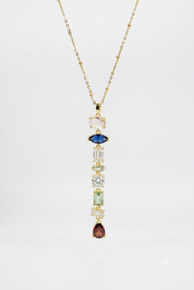 Technicolor Gem Cascade Necklace