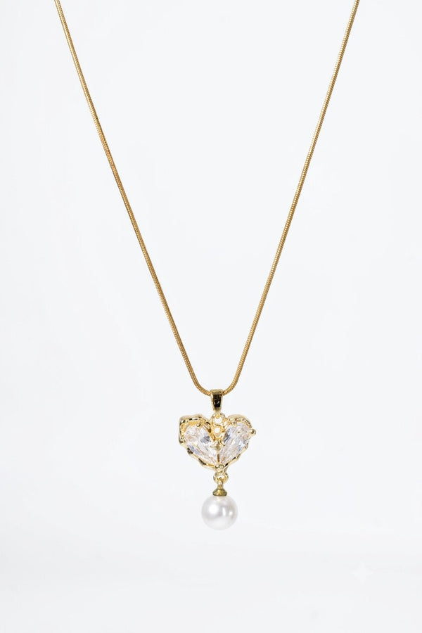 Gold Snake Chain with Rhombus Moonstone-Style Pendant