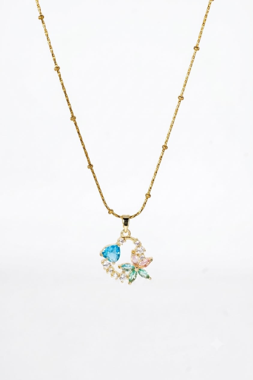Blue Heart & Spring Blossom Pendant