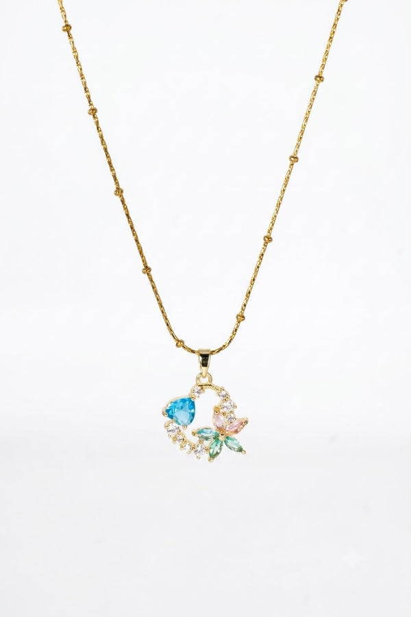 Blue Heart & Spring Blossom Pendant