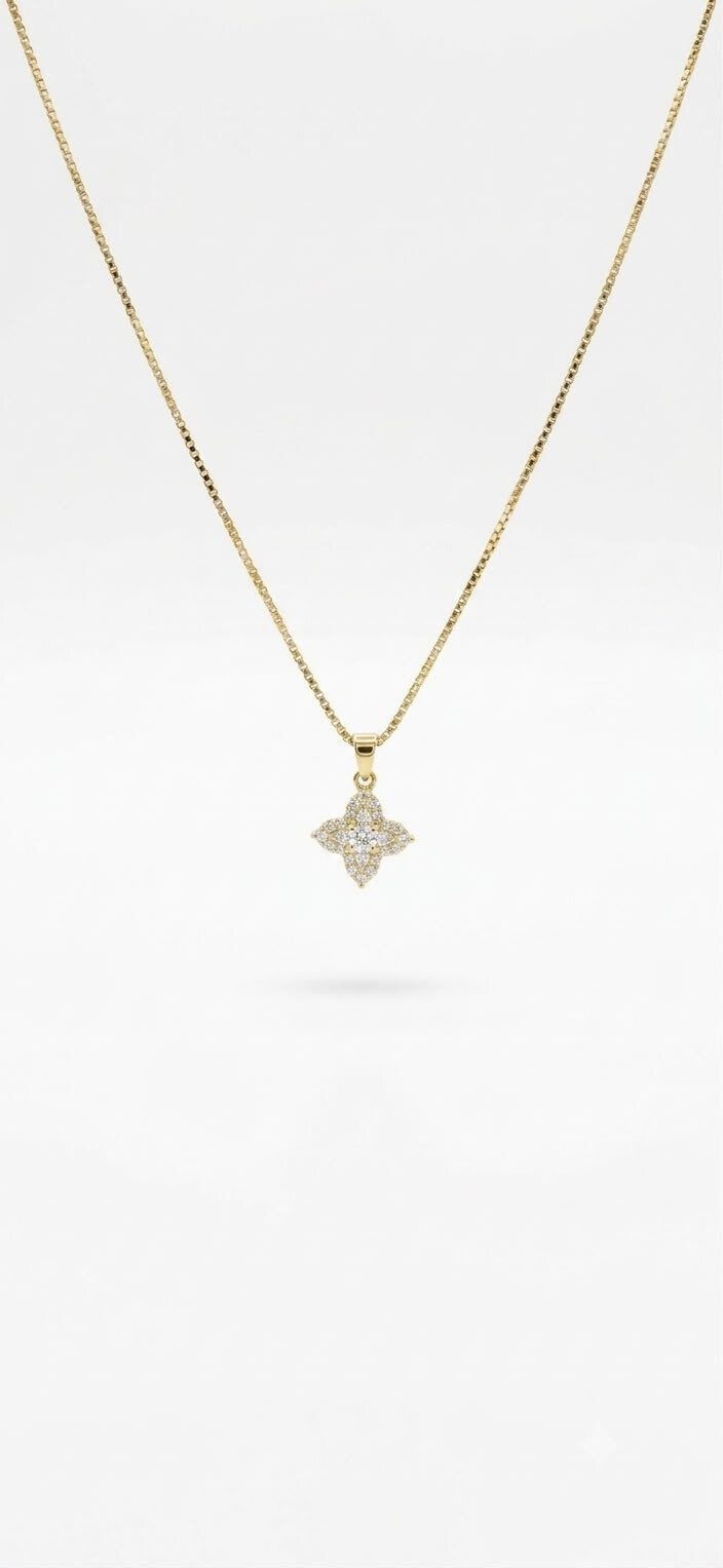 Sparkling Quatrefoil Pendant Necklace