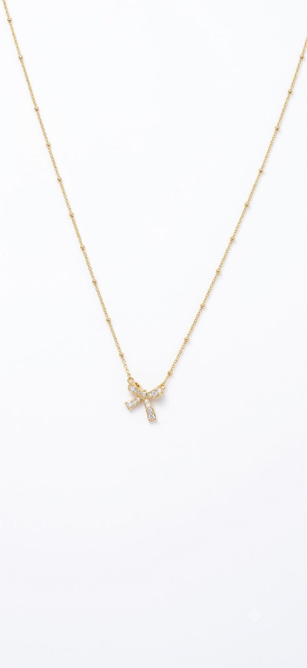 Petite Pavé Bow Necklace