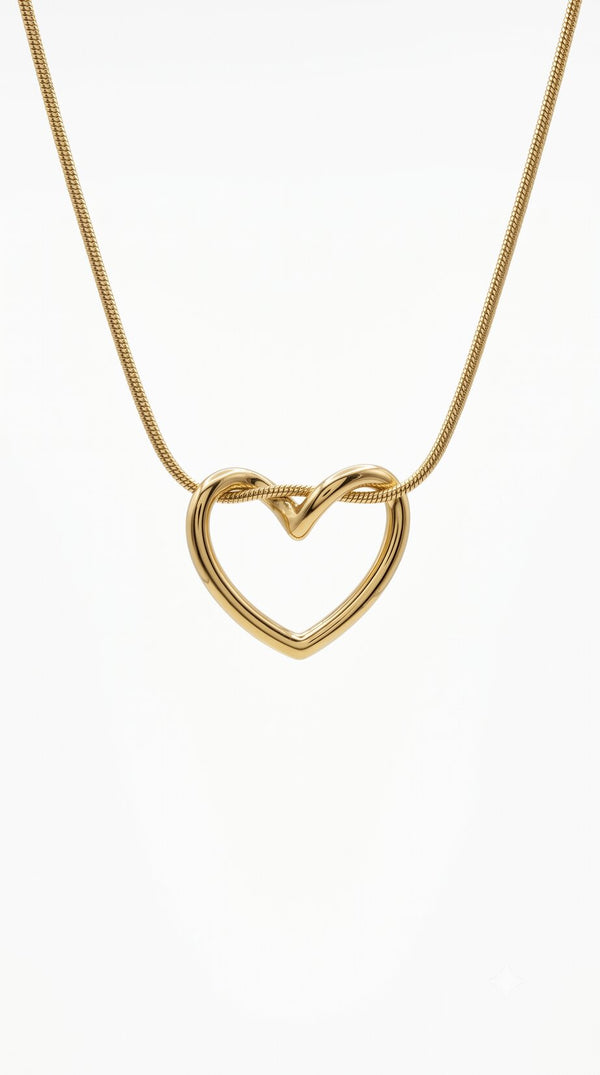 Twisted Gold Open Heart Pendant