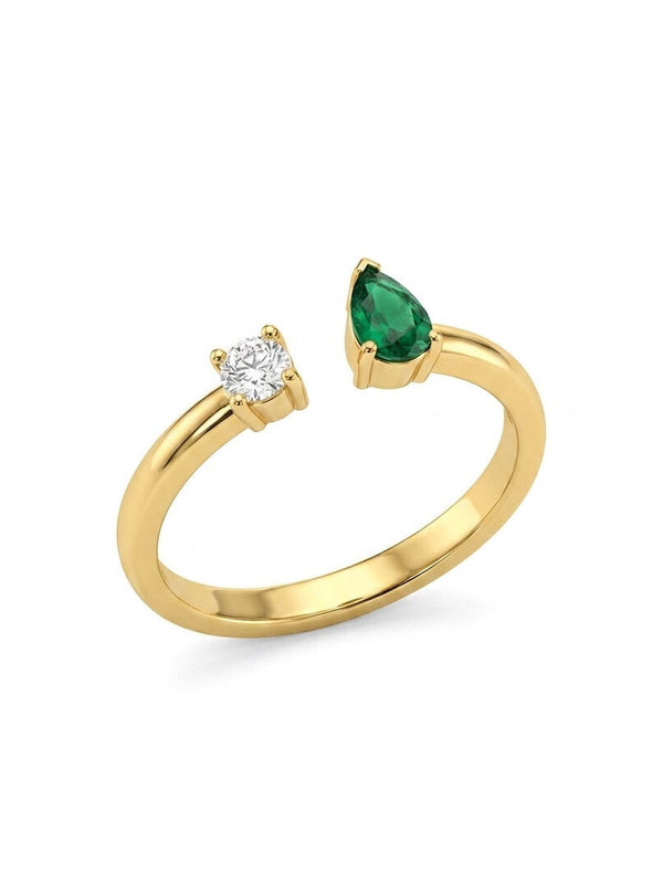 Open Emerald and Diamond Ring
