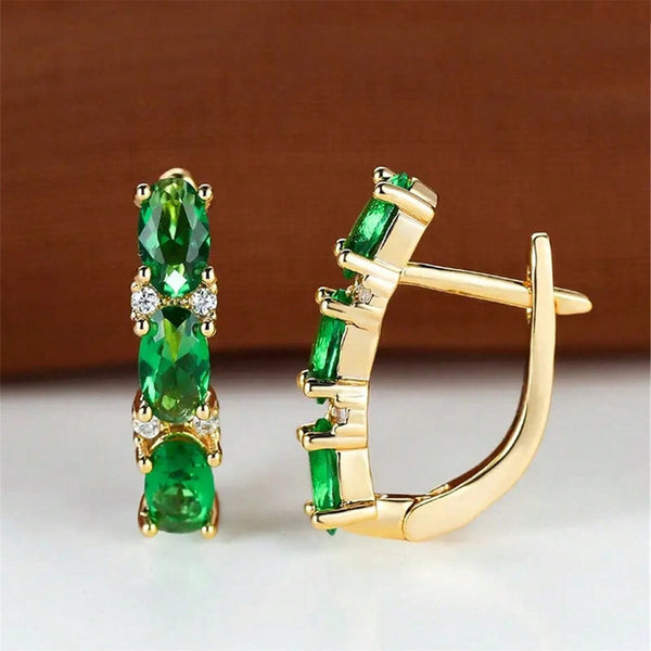 Emerald Stone hoops