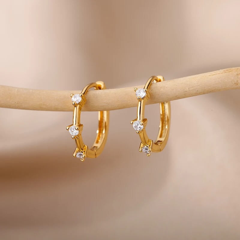 Tri-Stone Hoops