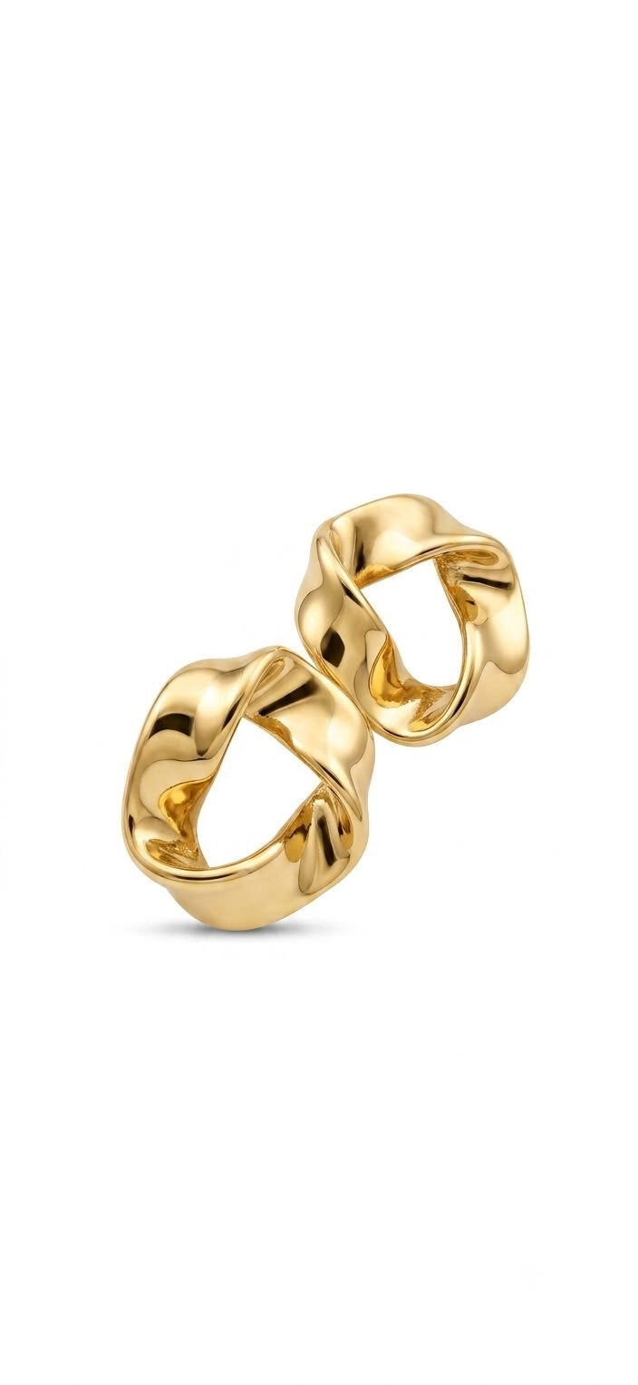 Gold Ribbon Stud Earrings