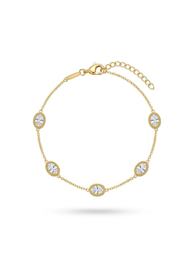 Oval Stone Chain Bracelet