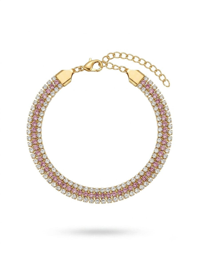 Pink Rhinestone Chain Bracelet