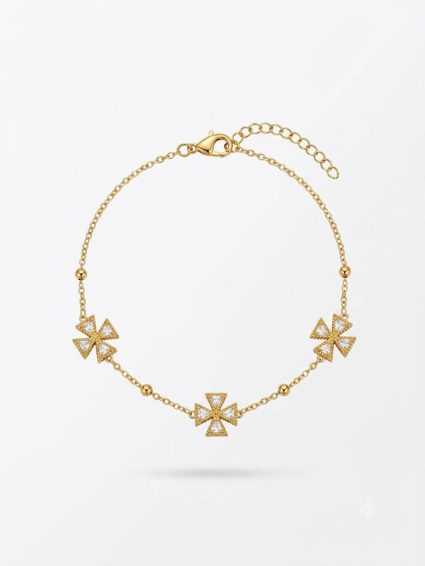 Gold-Tone Crystal Cross Station Bracelet