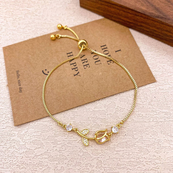 Adjustable lilac Tulip Rose Bracelet