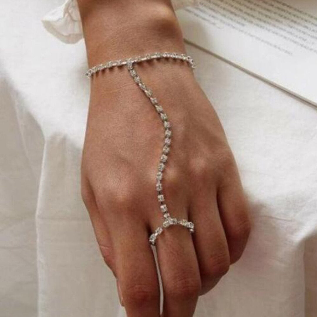 Rhinestone Finger Ring Bracelet