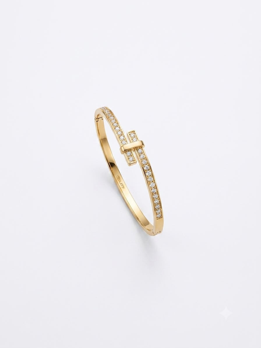 T-Style Crystal Gold Plated Bracelet